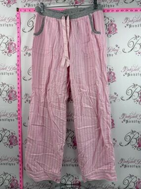Victoria's Secret Pajama Pants Pink striped with a grey strip at the top/ pocket